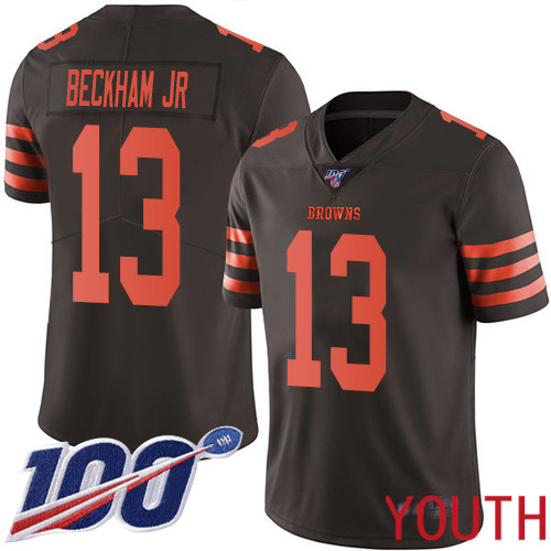Cleveland Browns Odell Beckham Jr Youth Brown Limited Jersey #13 NFL Football 100th Season Rush Vapor Untouchable->youth nfl jersey->Youth Jersey